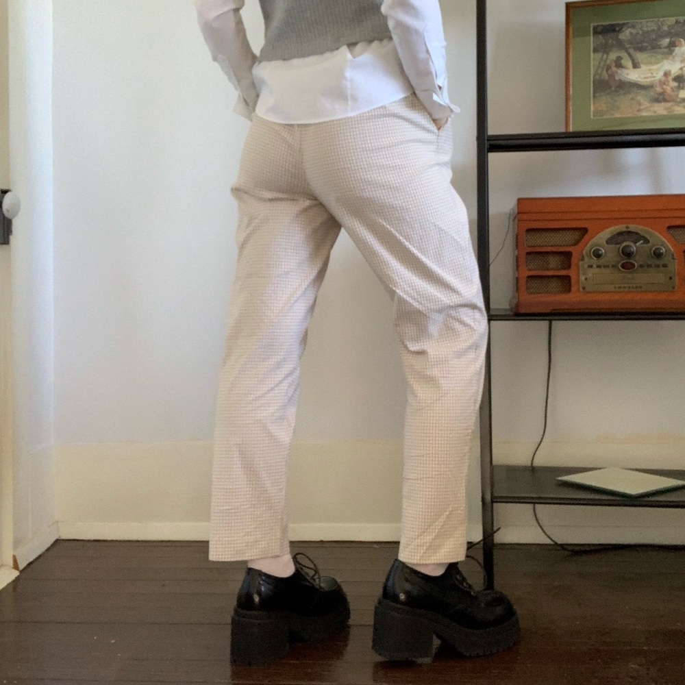 Beige/White Gingham Slacks